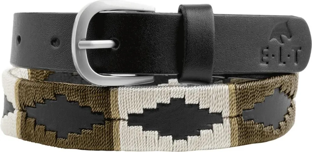 Ceinture Tressée Polo Gemma E.L.T Vert et Marron - Cuir et Textile 95cm