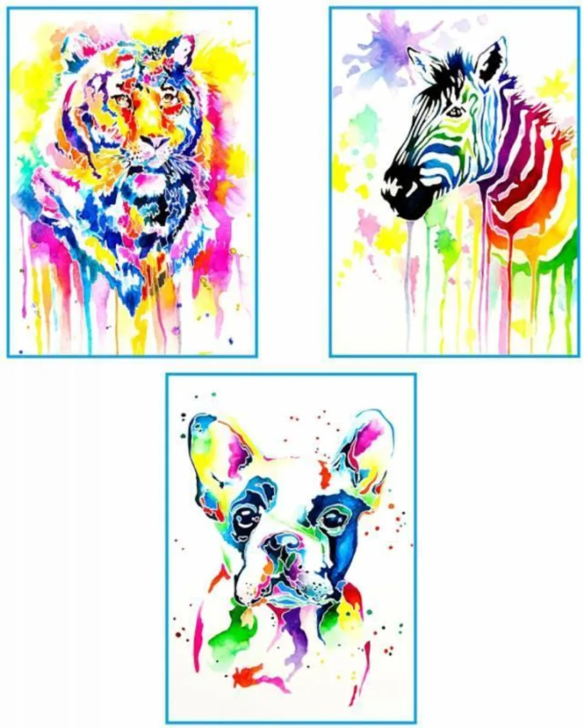 Kit aquarelle animaux rose 24x34 cm pour s'initier au dessin d'art