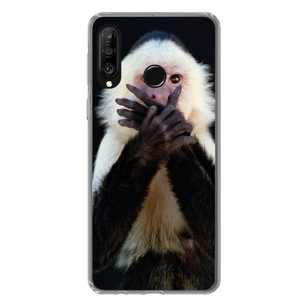 MuchoWow Handyhülle Schutzhülle Hülle für Huawei P30 Lite Affe - Wilde Tiere - Porträt Silikon Softcase Handy Hülle - Handyhülle