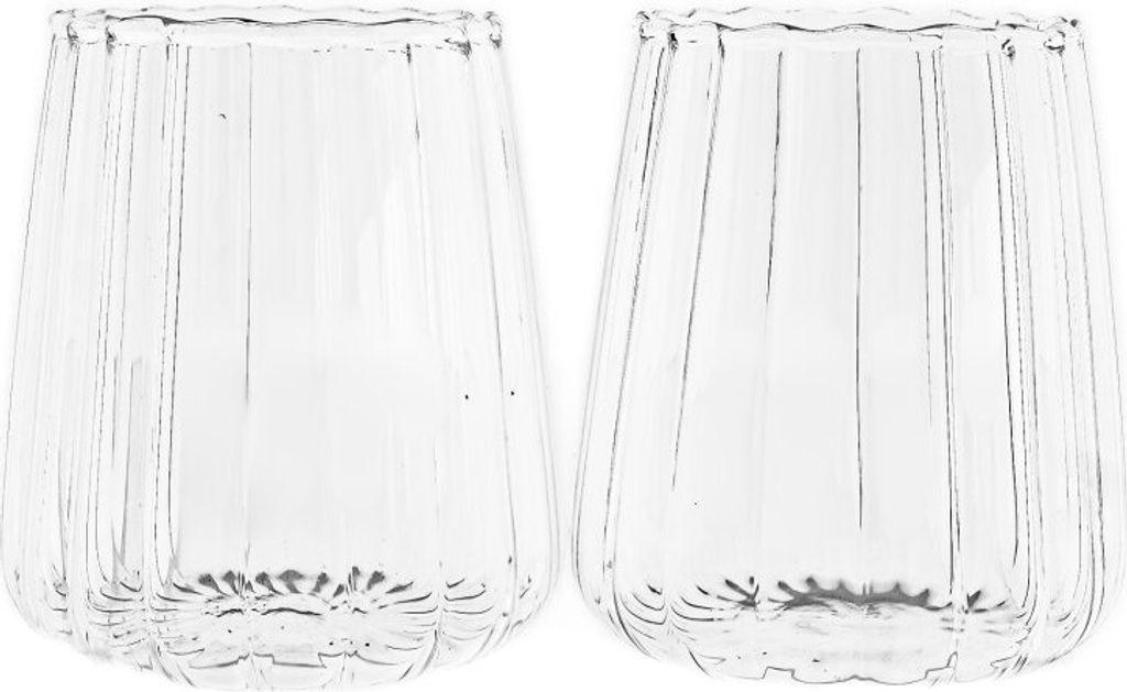 12er-Set Gläser "Luana Corta" - 350 ml im Relief-Design aus Borosilikatglas