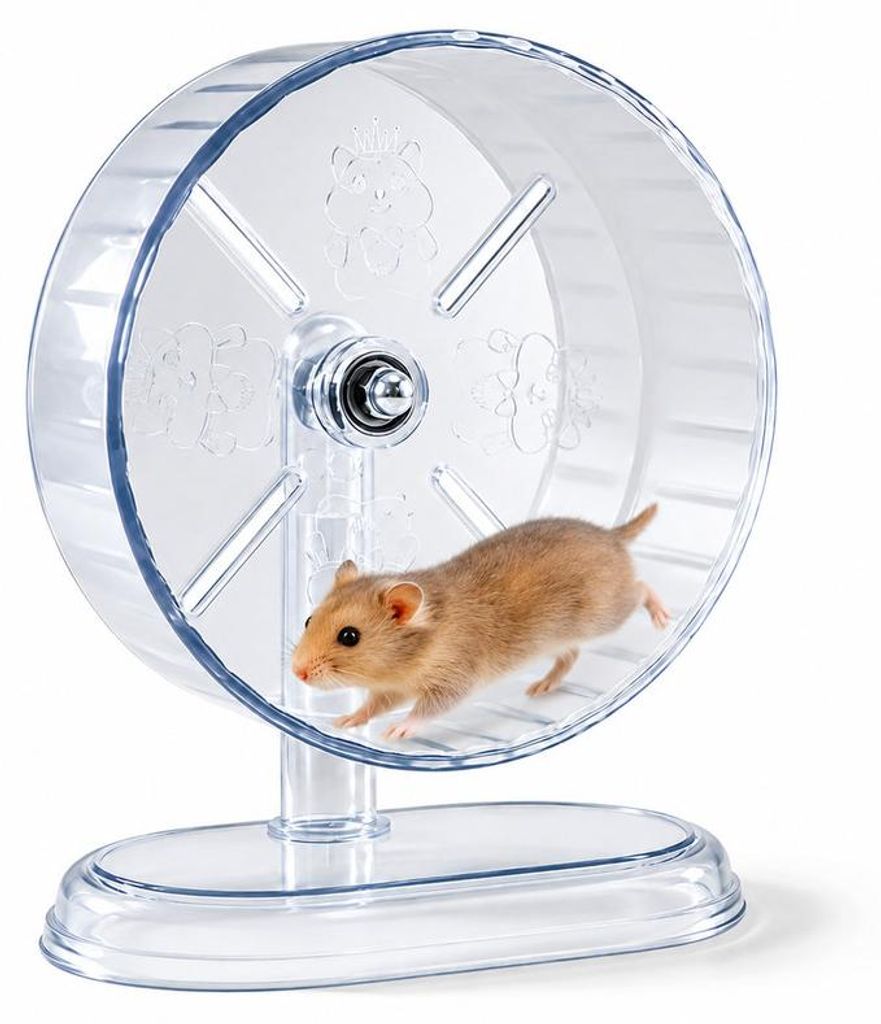Hamsterrad leise 21cm transparent Kugellager geräuscharm höhenverstellbar Kleintier Laufrad für Hamster Mäuse Gerbils Käfig Zubehör