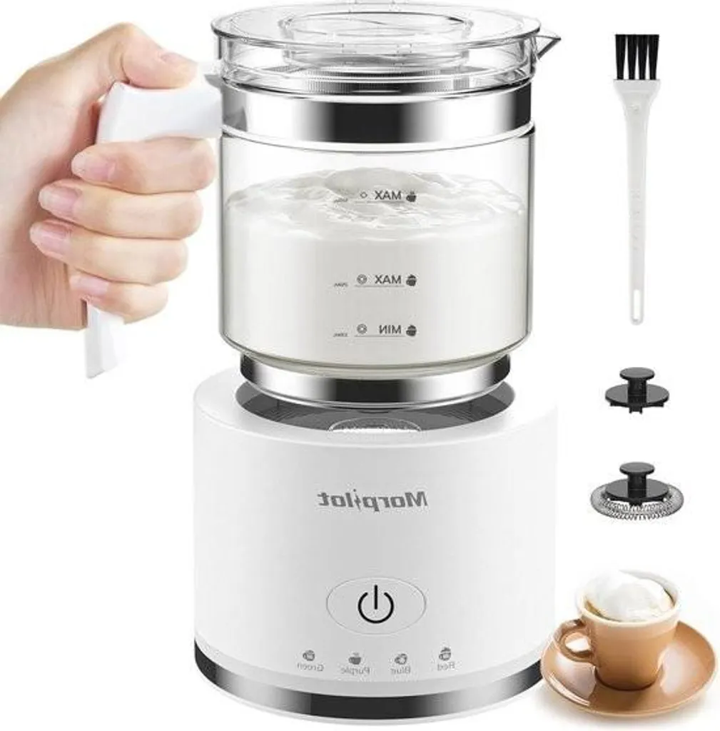 Mousseur à lait lavable au lave-vaisselle 500ml 600W blanc et inox