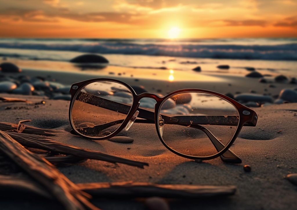 Plakat 59,4x42cm Sonnenuntergang durch Glas