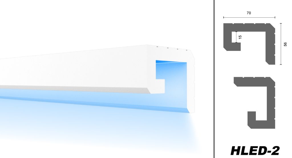 HEXIMO LED sierlijsten 2-in-1, indirecte verlichting plafondlijsten XPS polystyreen stucwerk decoratief licht plafondlijsten (10,2 meter HLED 6