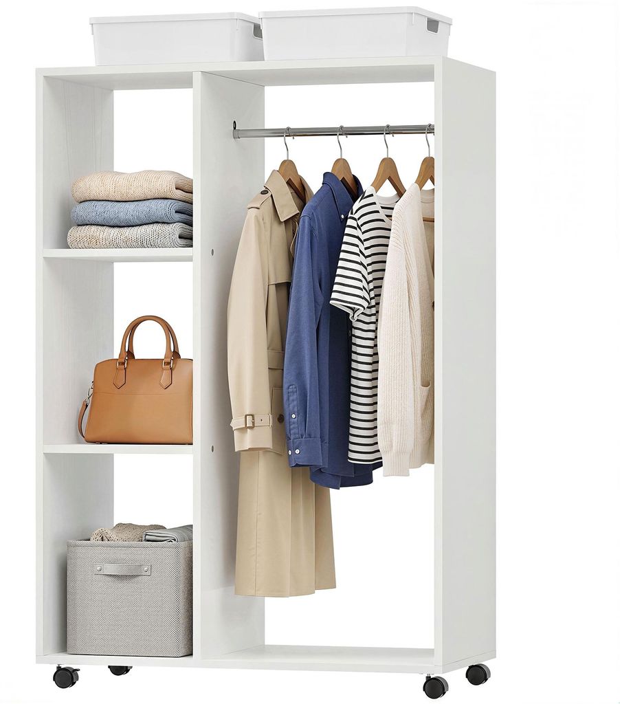 HOMCOM garderobekast op wielen, mobiele garderobe, 80 x 40 Productafbeelding 