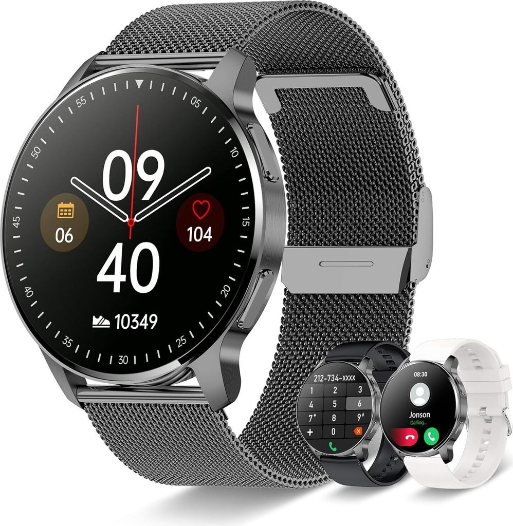 Smartwatch für Herren und Damen, Anruf- und Antwo, 1,32 Zoll Fitness-Tracker,20 Sportmodi, Schrittzähler, Herzfrequenzmesser, Stoppuhr,Android iOS