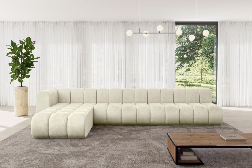 ALTDECOR Modulares Sofa Ecksofa in L-Form - Darnel-L3 - 387x177x70 cm Beige - Corner modular Sofa Eckcouch Couch Wohnlandschaft Cauchsofa Bodensofa...