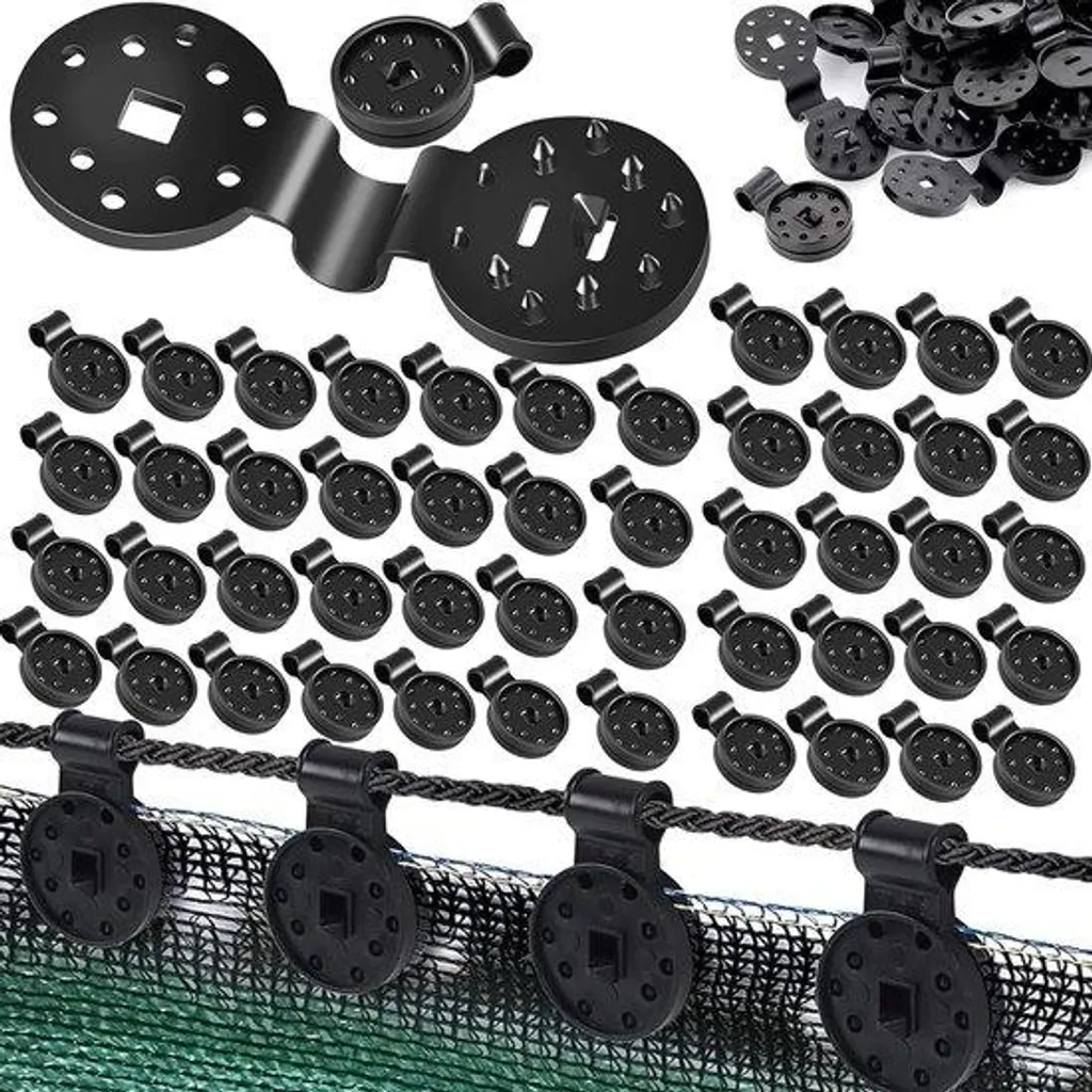 Fixations pour voile d'ombrage de jardin, clips noirs en plastique x10