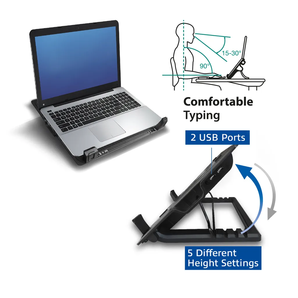Refroidisseur PC Portable 17" Réglable ACT AC8110 - Support Ventilé Noir - 9