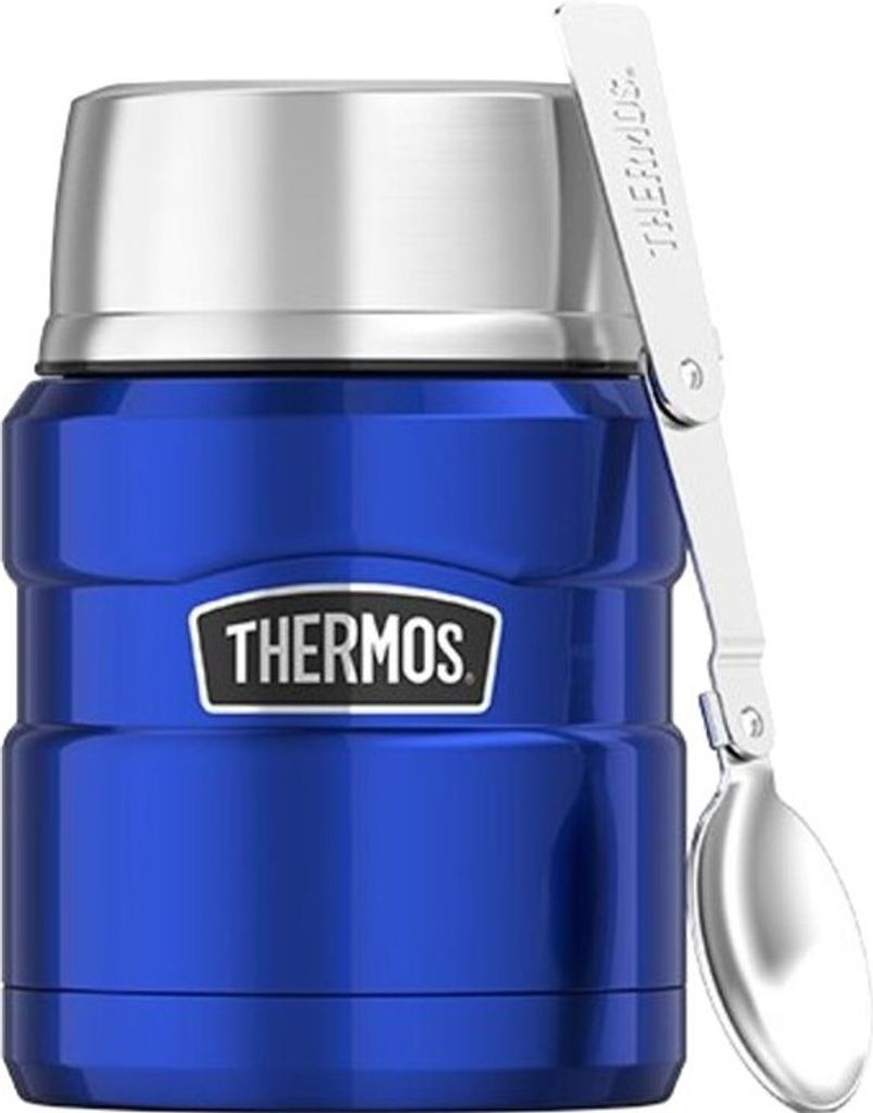 Lebensmittelthermoskanne mit Löffel und Becher - blau