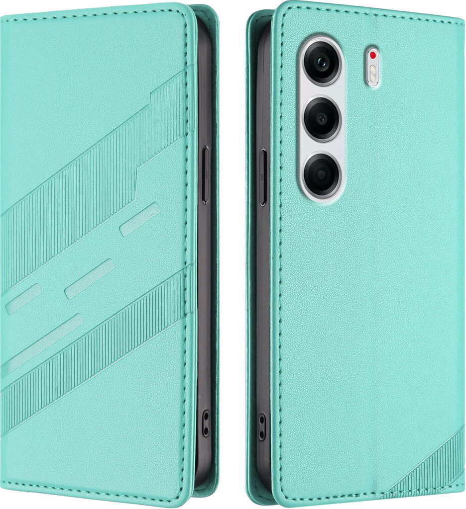 Hülle für Tecno Camon 40 Pro 5G, Kunstleder Brieftaschen Handyhülle mit Kartenfach und Standfunktion Türkis