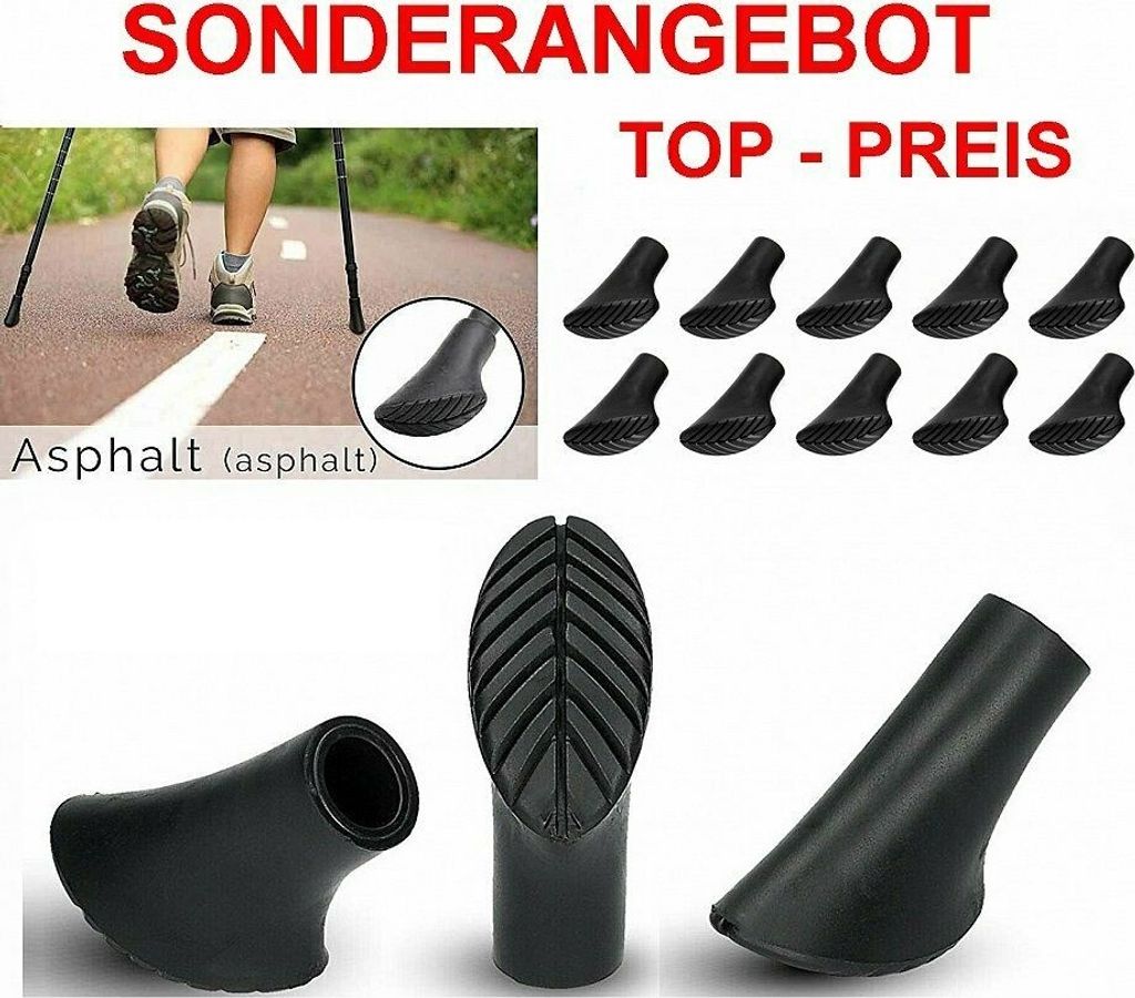 GKA 10 Stück Nordic Walking Pads Gummipads Gummipuffer Produktbild 