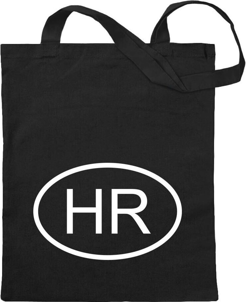 Kiwistar - Baumwolltasche - schwarz - Kroatien HR - Tragetasche Stoffbeutel Umhängetasche Langer Henkel