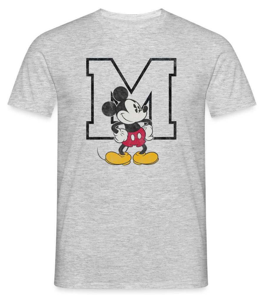 Mickey & Minnie Klassisch Mit M Männer T-Shirt, M, Grau meliert