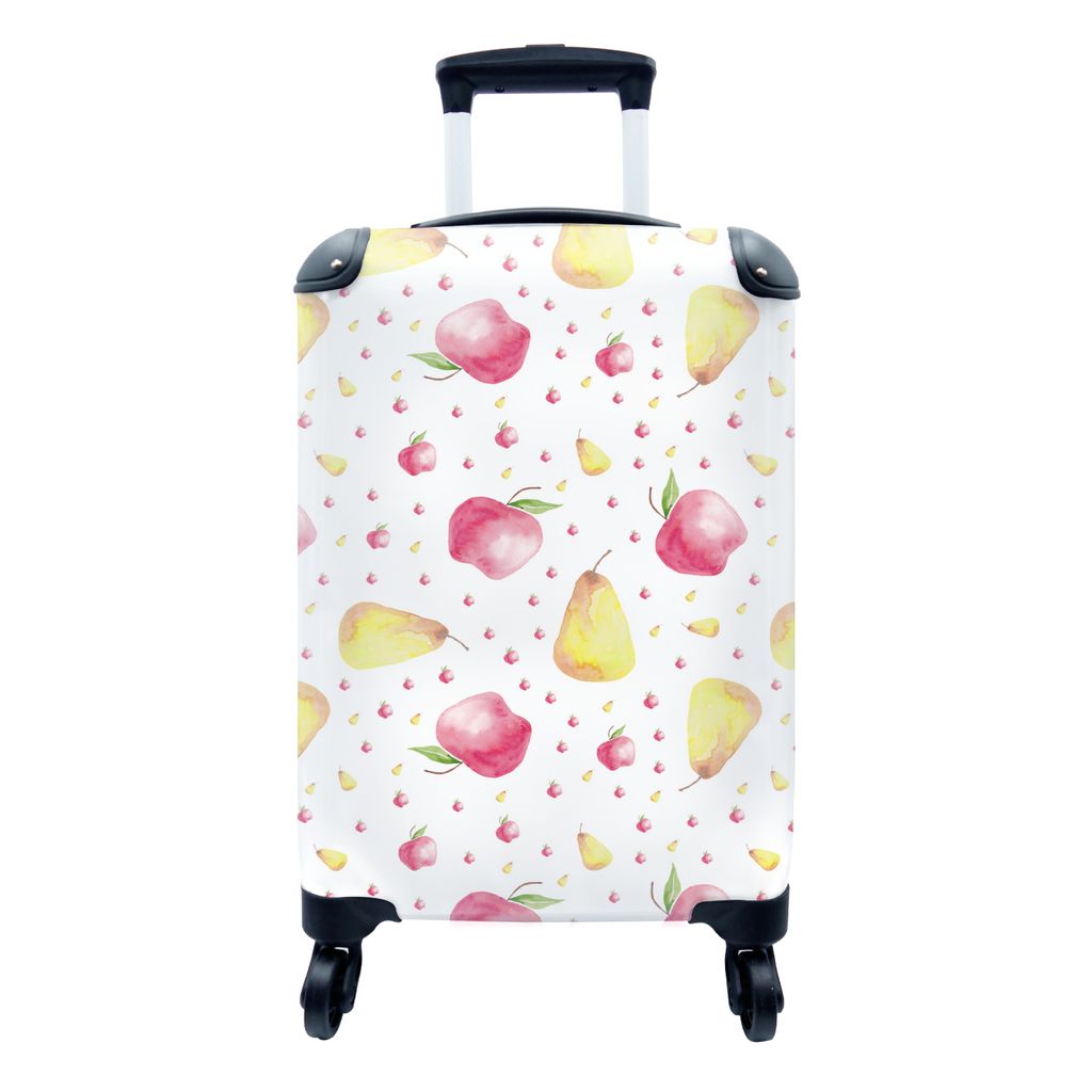 MuchoWow Koffer Handgepäck Trolley Rollkoffer Kleine Reisekoffer mit 4 Rollen - Obst - Aquarell - Muster - Cabin Size < 55x40x23 cm & 55x40x20 c...