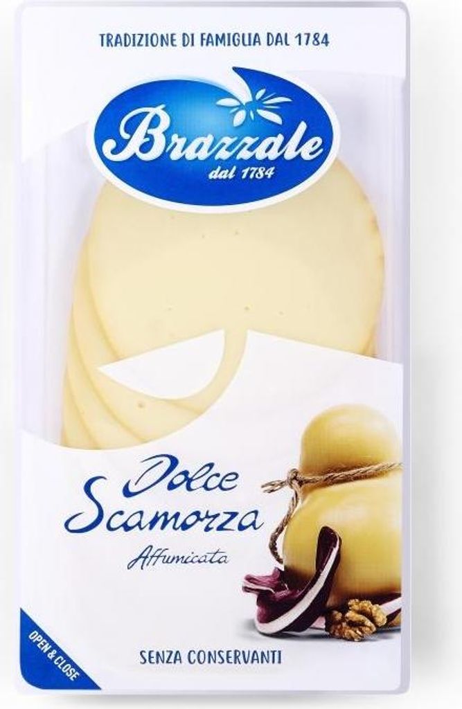 Naturalnie wędzone plastry sera scamorza 80 g - Brazzale Zdjęcie produktu 
