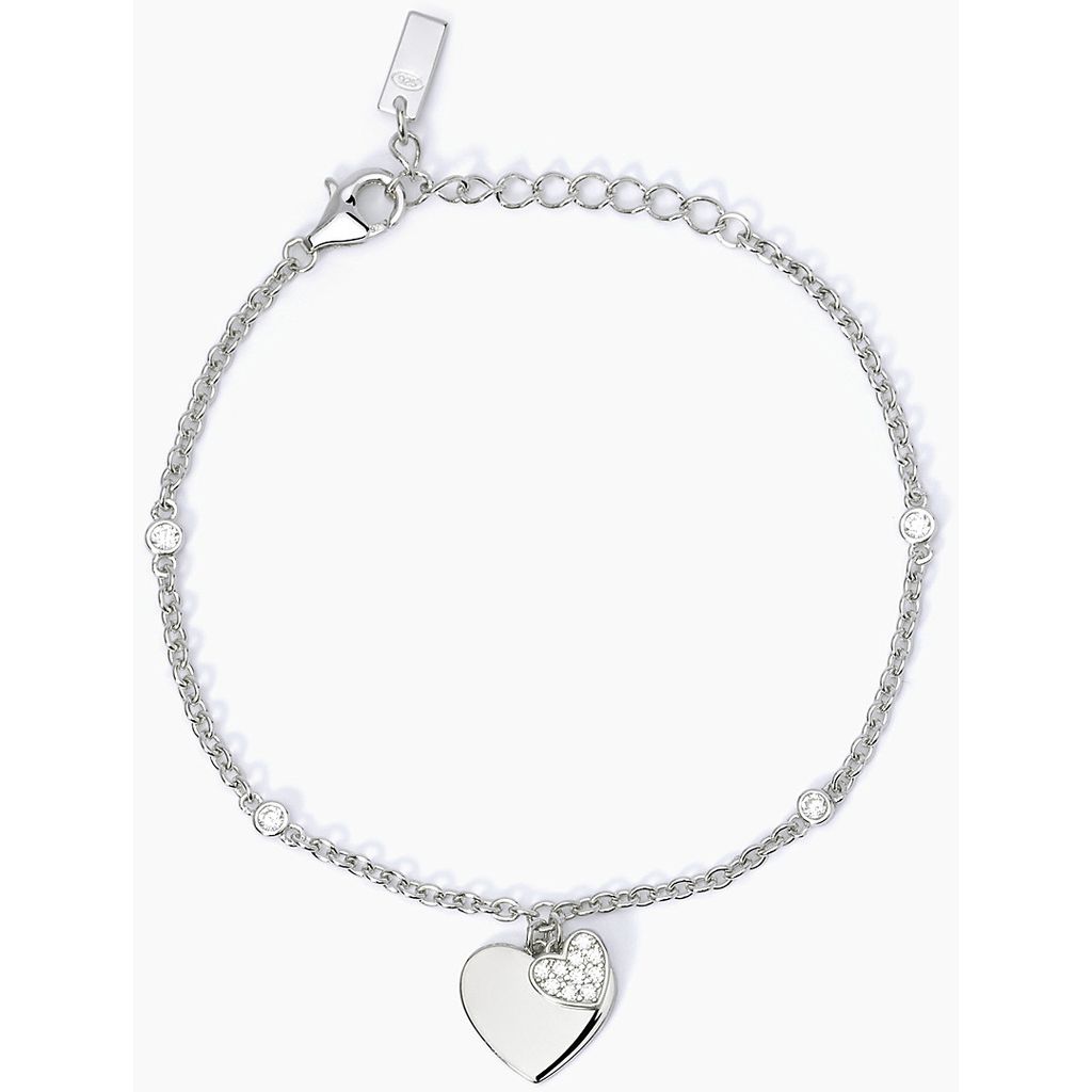 Mabina Damen Silber 925 Armband mit Herzanhänger Zirkonia 533637 19 cm