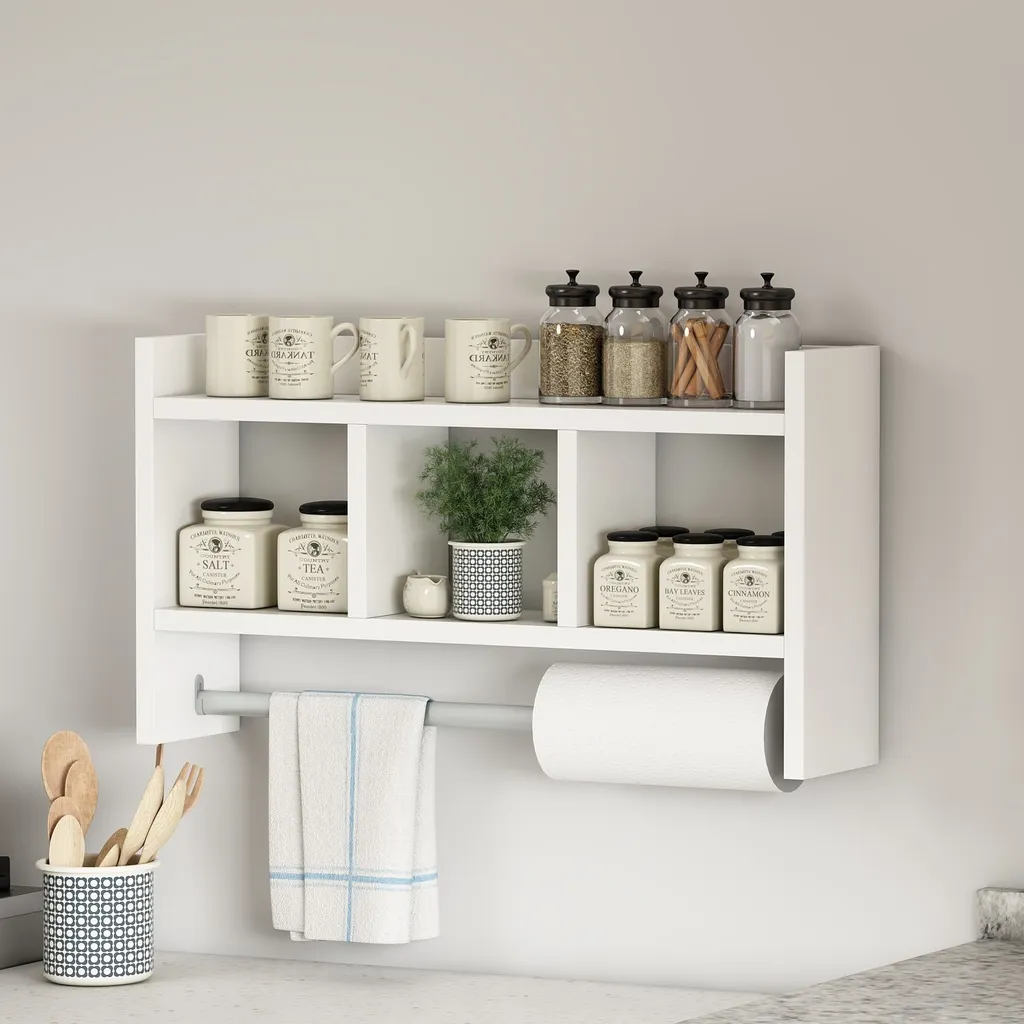 Étagère Murale Blanche Asya - Solution Gain de Place pour Petits Espaces - 6