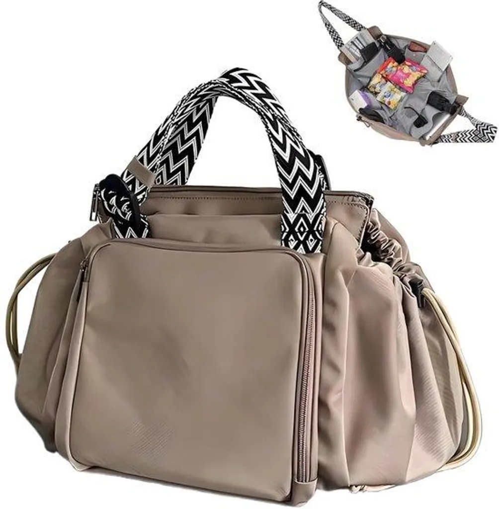Grand sac à bandoulière en tissu pour femme avec 15 poches de rangement