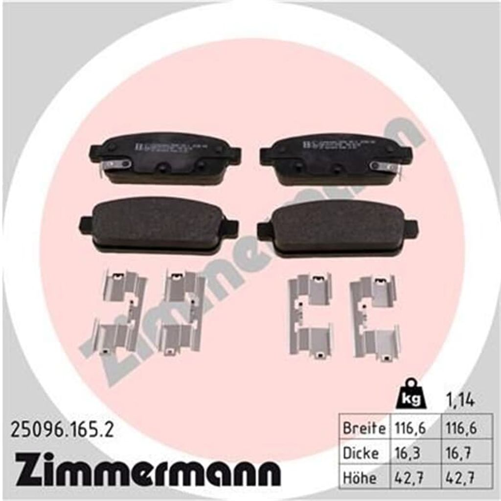 ZIMMERMANN Bremsbeläge Satz Hinten Bremsklötze für OPEL Mokka / Mokka X (J13) 25096.165.2