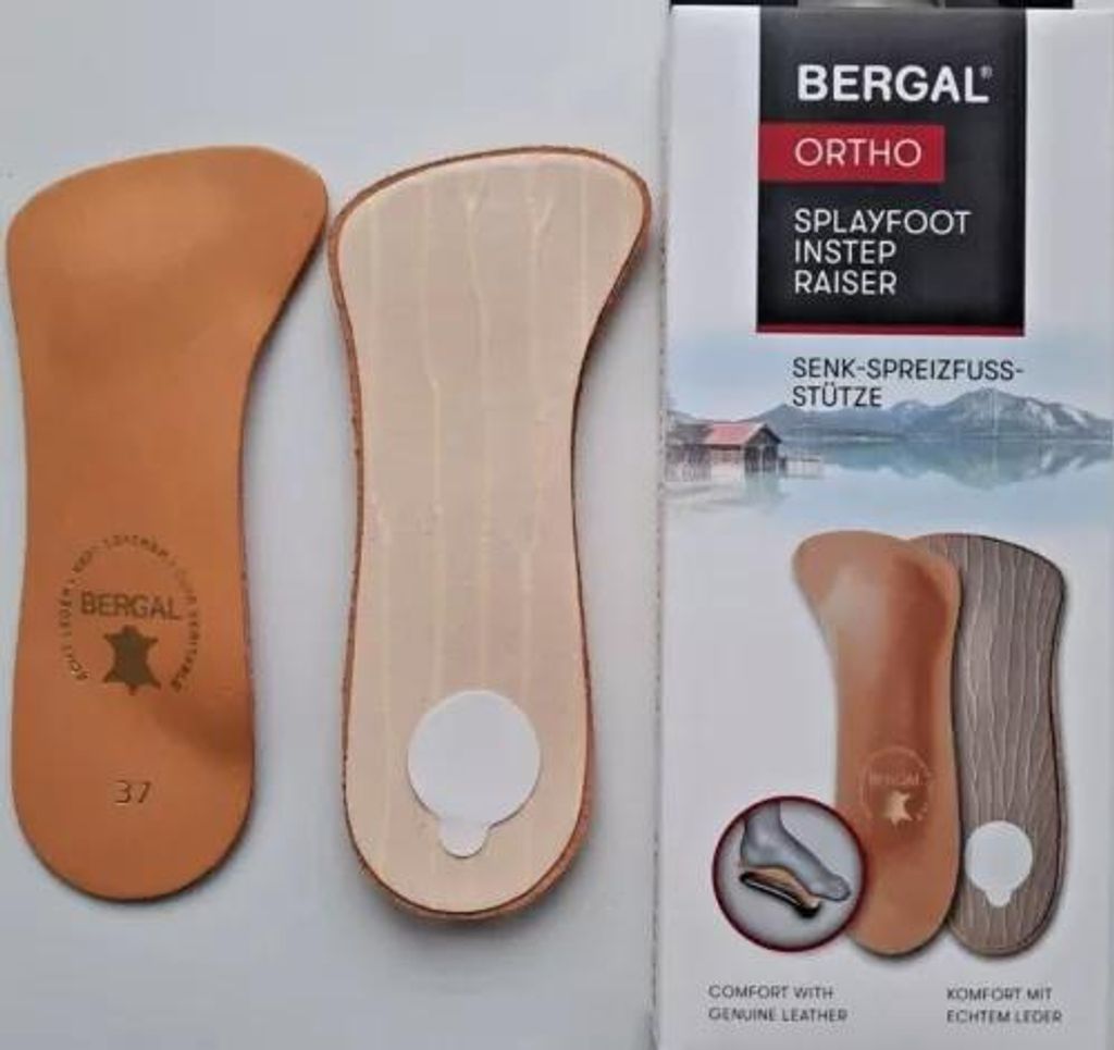 Senk-Spreizfuß-Stütze Einlage Bergal Leder Fußbett mit Pelotte Gr. 45