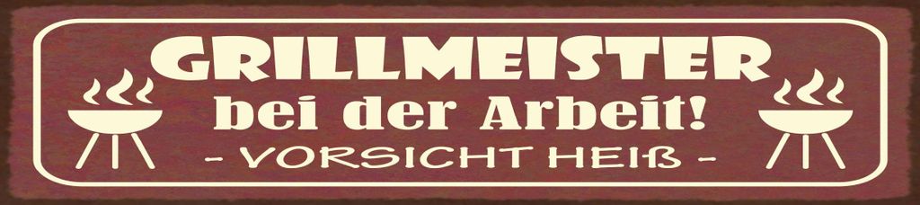 vianmo Holzschild 10x46 cm Grillmeister bei der Arbeit