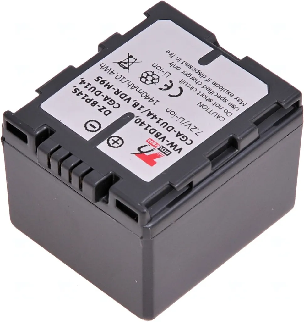 Batteria T6 Power per Panasonic NV-GS28GK, Li-Ion, 7,2 V, 1440 mAh (10,4 Wh), grigio