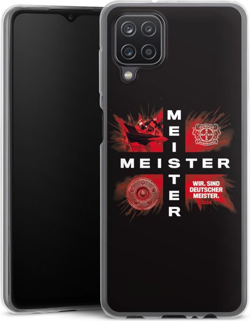 DeinDesign Slim Hülle für Samsung Galaxy A12 Silikon Case Ultra Dünn Handyhülle Bayer 04 Leverkusen Meister Offizielles Lizenzprodukt
