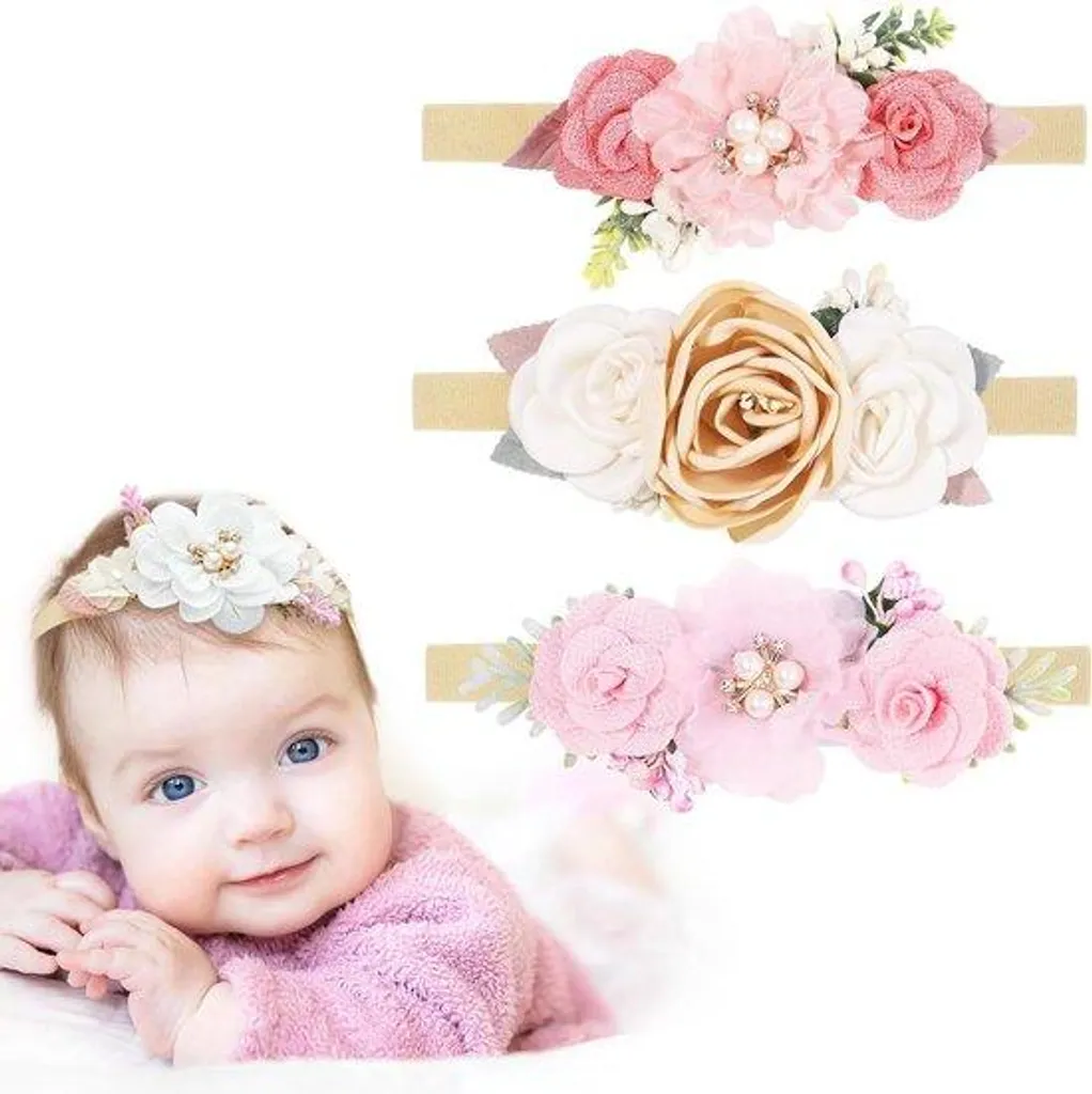 Coffre de rangement enfant rose avec lot de 3 fleurs en nylon déco