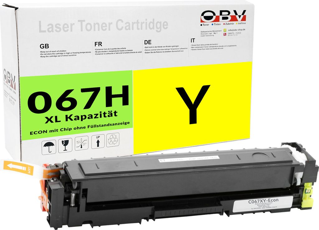 Kompatibler Toner für i-SENSYS MF 657 Cdw LBP-633 Cdw als Ersatz für Canon 067H Gelb - ca. 2350 Seiten - C067XY-Econ
