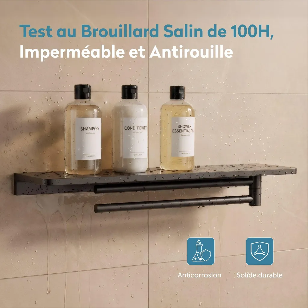 Étagère de douche et porte-serviettes gris pour optimiser l'espace - 3