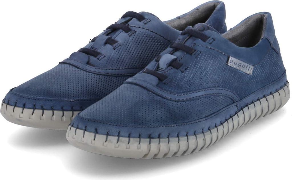Bugatti Herren sportliche Slipper Blau Rauleder Used Look Größe: 40