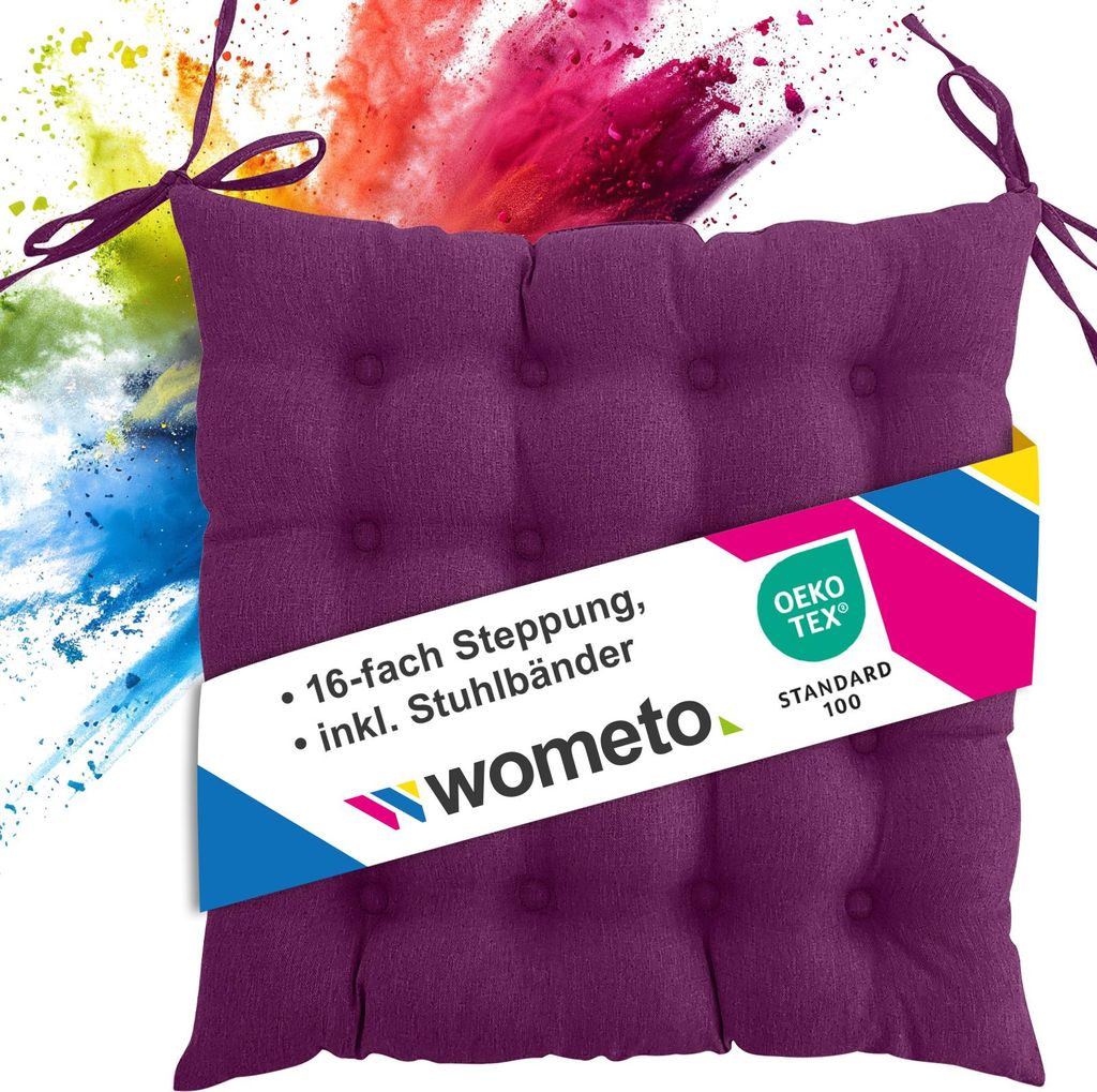 Vankúš na sedenie so 16-bodovým prešívaním 40x40 berry Obrázok produktu 