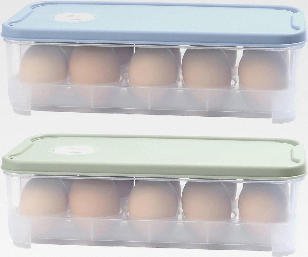 2 Stück Eierbox, Eierbehälter, KühlSchrank Eier Behälter mit Deckel, Eieraufbewahrungsboxen, Eier Transportbox Kunststoff für Kühlschrank, K...