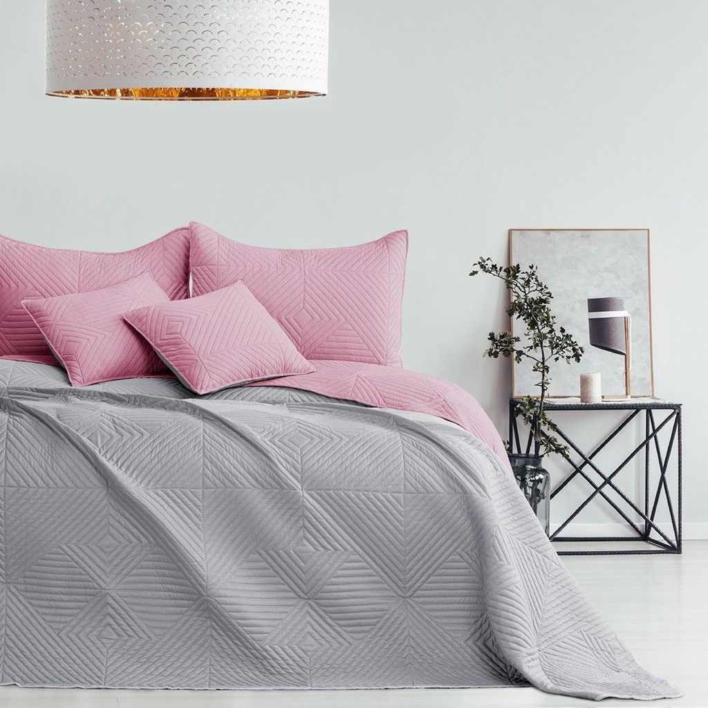 Narzuta pikowana SOFTA różowa + srebrna 240x260 AmeliaHome Zdjęcie produktu 
