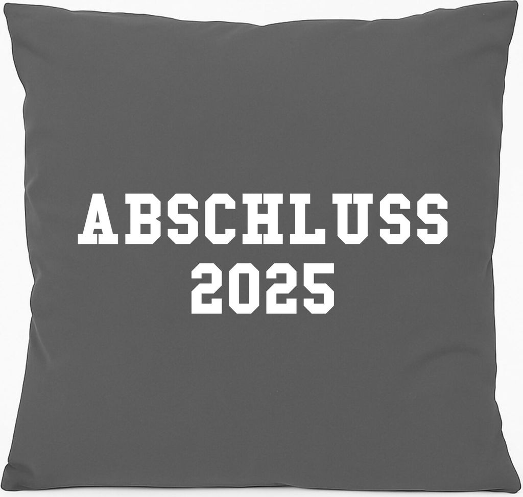 Huuraa Kissen Abschluss 2025 Schulabschluss 40x40cm mit Füllung Steel Grey Baumwolle Dekokissen Geschenkidee