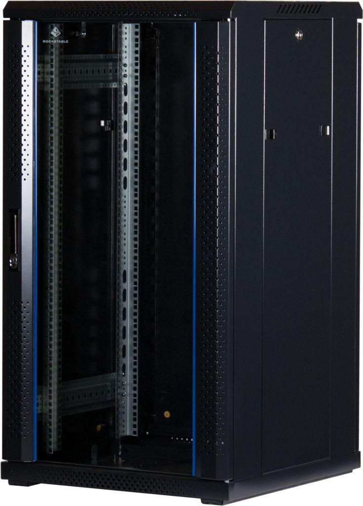 Rockstable 22HE 19 Zoll Serverschrank Netzwerkschrank (BxTxH) 600x600x1200mm mit Glastür - Türanschlag wechselbar - Türen und Seitenwände abneh...