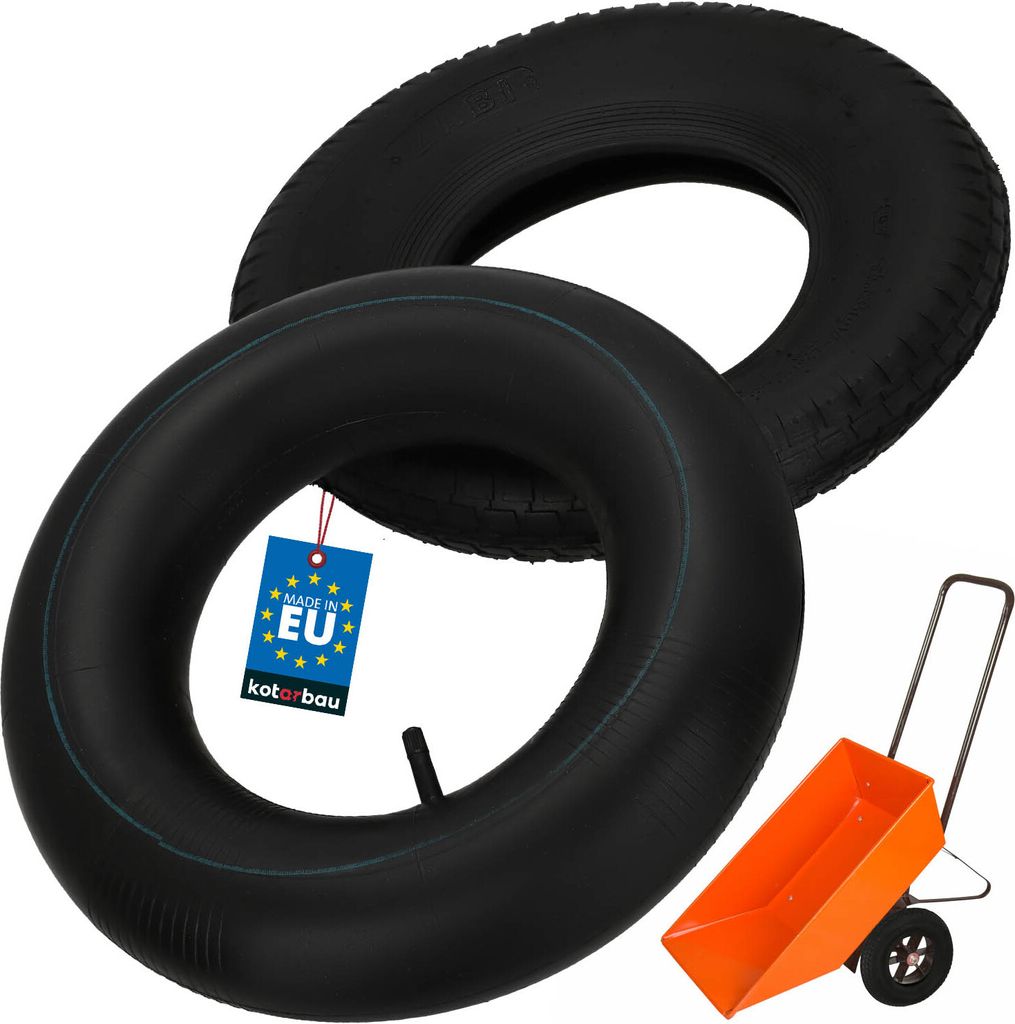 KOTARBAU Schubkarrenreifen Ersatzreifen mit Schlauch 4-lagig Schubkarren-Reifen mit Schlauch Schubkarrenrad Sackkarre Vollgummireifen Schubkarren...
