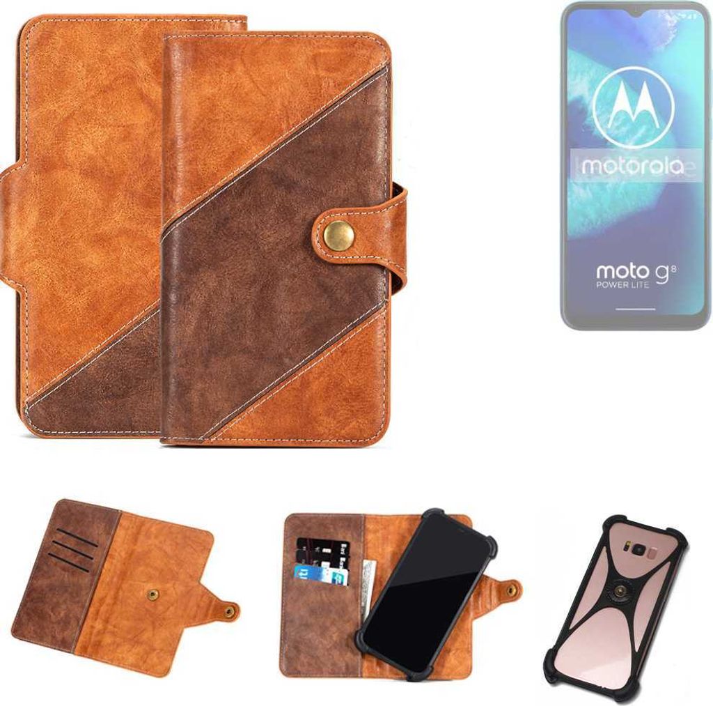 K-S-Trade Handyhülle Schutzhülle Bookstyle Case Wallet-Case kompatibel mit Motorola Moto G8 Power Lite Cover Klapphülle Kantenschutz Smartphone