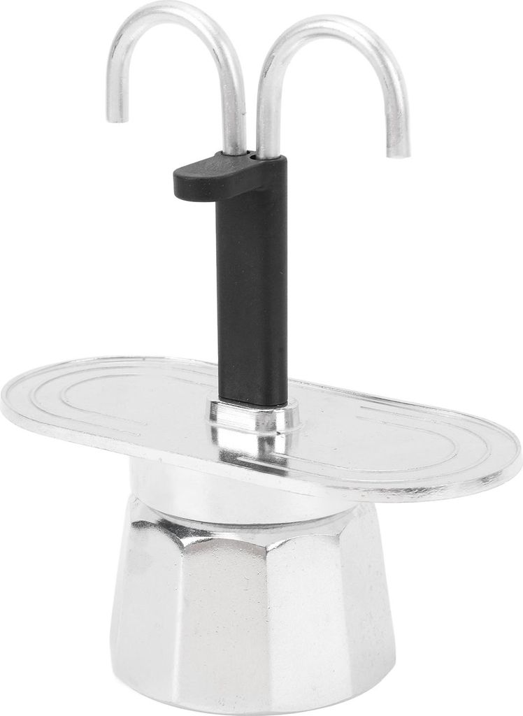 Doppelkopf-Kaffeekanne 100ml Aluminiumlegierung DIY Mini Italienisch Doppelkopf Herdplatte Kaffeemaschine für Home Cafe Decagon Base