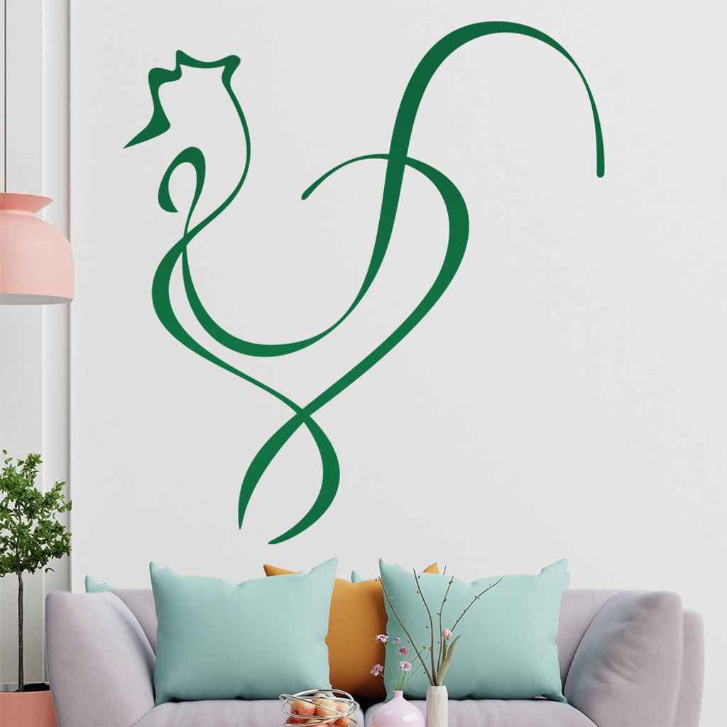 Hahn Linien Wandtattoo in 6 Größen - Wandaufkleber Wall Sticker - Dekoration, Küche, Wohnzimmer, Schlafzimmer, Badezimmer