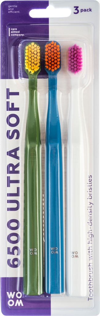 WOOM 6500 Ultra Soft Toothbrush Mix of 3 Colors