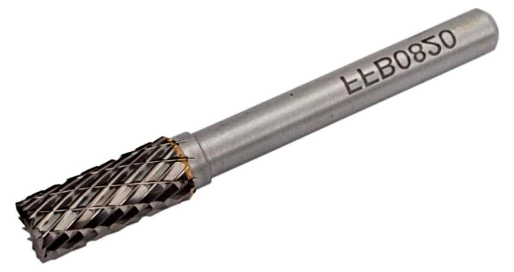 Wolframcarbid-Drehfräser - 6mm Schaft - 8x20x60mm - Zylindrisch mit Stirnverzahnung - Hartmetall Frässtift
