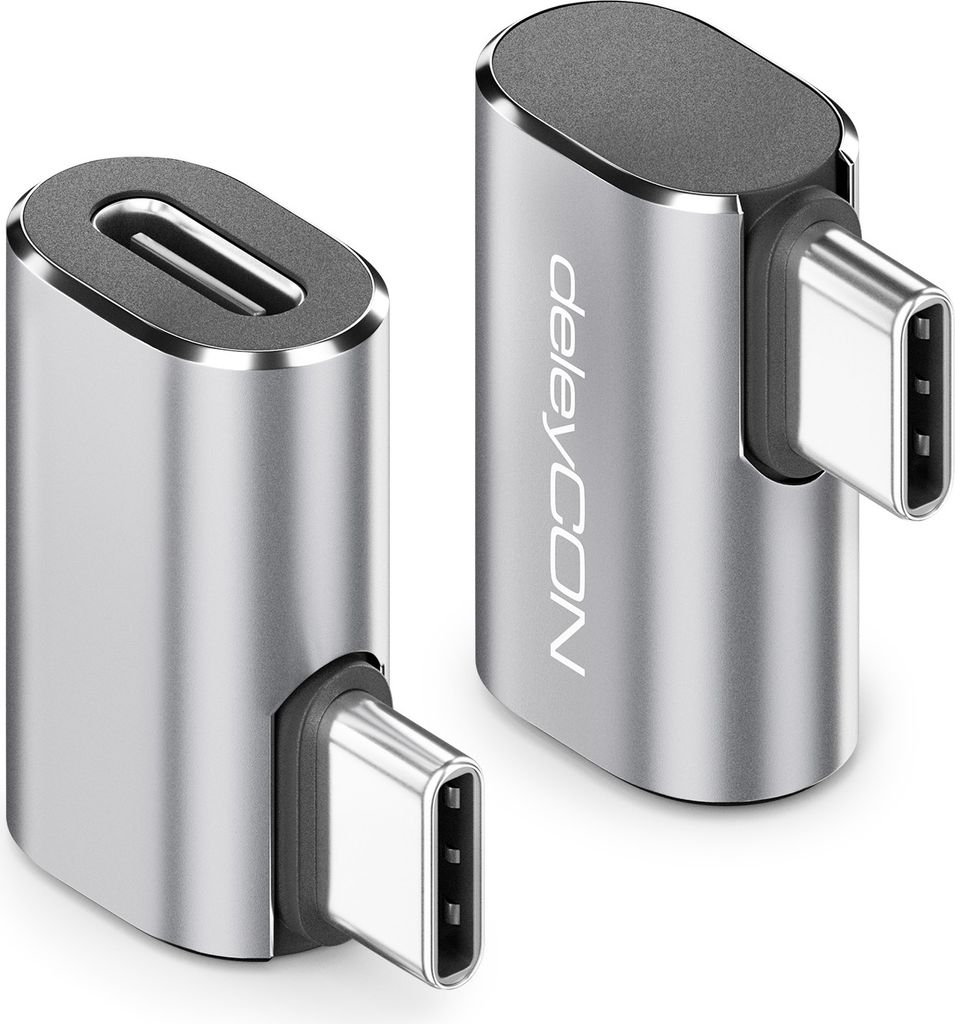 deleyCON USB-C Adapter Winkel 90 Grad (2 Stück) 40Gbps, Produktbild 