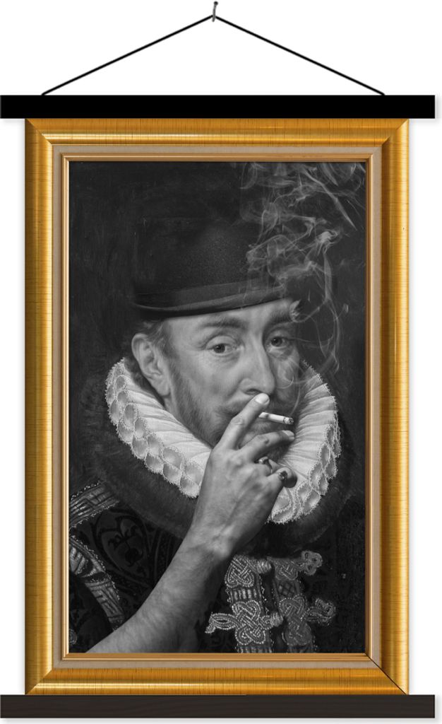MuchoWow Textilposter Kunst - Alte Meister - Liste - Gold 40x60 cm mit schwarzem Rahmen - Wanddekorationen