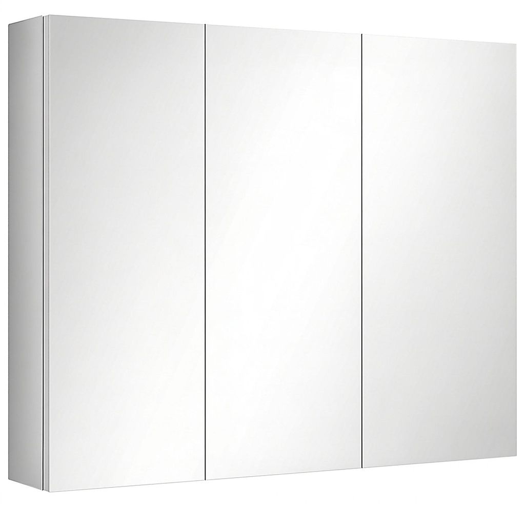 Spiegelschrank Badschrank mit 3 Spiegeltüren und 5 Innenböden, sanften Scharnieren, Wandmontage, robust aus Edelstahl, Silber, 70 x 12 x 55 cm
