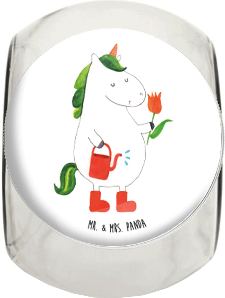 Mr. & Mrs. Panda Kaffeedose Einhorn Gärtner XL 2000ml - Weiß - Geschenk, Unicorn, Blume, Luftballon, Vorratsglas, gewürzglas, Freundin, Vorratsb...