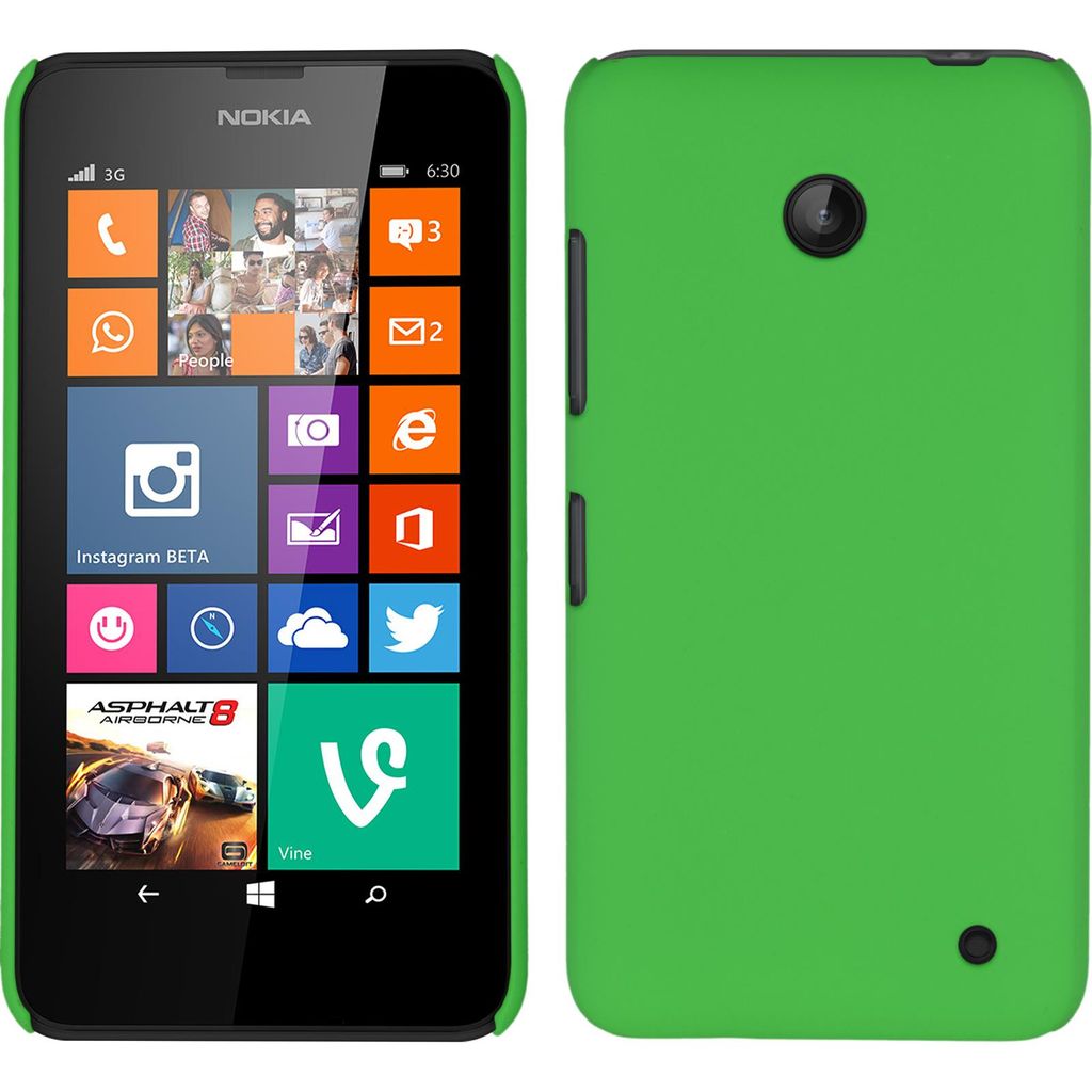 PhoneNatic Case kompatibel mit Nokia Lumia 630 - Hülle grün gummiert Hard-case + 2 Schutzfolien