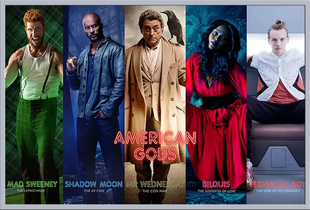 American Gods Affiche Collage avec Cadre Shinsuke Maxi Argenté 61x91,5 cm