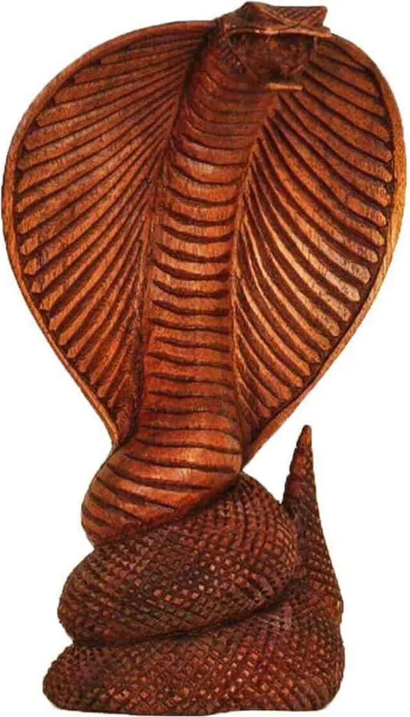 Statue Cobra en Bois de 30 cm Sculpture Abstraite Artisanale d'Afrique